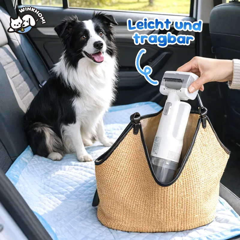 Cordless Pet Hair Vacuum,Winkhomi 5-in-1 Brush Heads, Pet-Friendly Low Noise(≤64dB), Three Suction Levels, Compact, Portable for Travel, USB Rechargeable, Ideal for Pet Hair, Fabric Fur Removal & Car Seat Cleaning, Suitable for Multiple Pets - Image 3